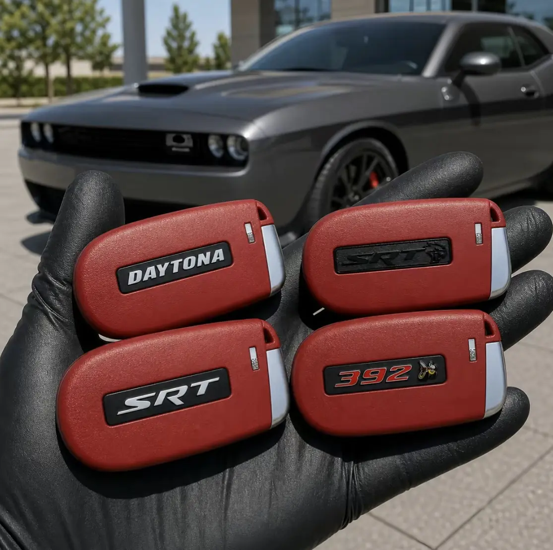 Premium Red SRT Hellcat Key Fob Cover for Dodge Challenger Charger Redeye Demon RAM TRX Trackhawk - Protective Key Case Shell