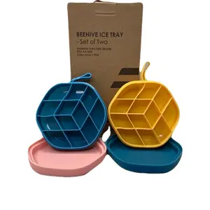 New Set Hubee Food Safe Silicone Beehive Ice Tray - Navy + Pink - Set of 2