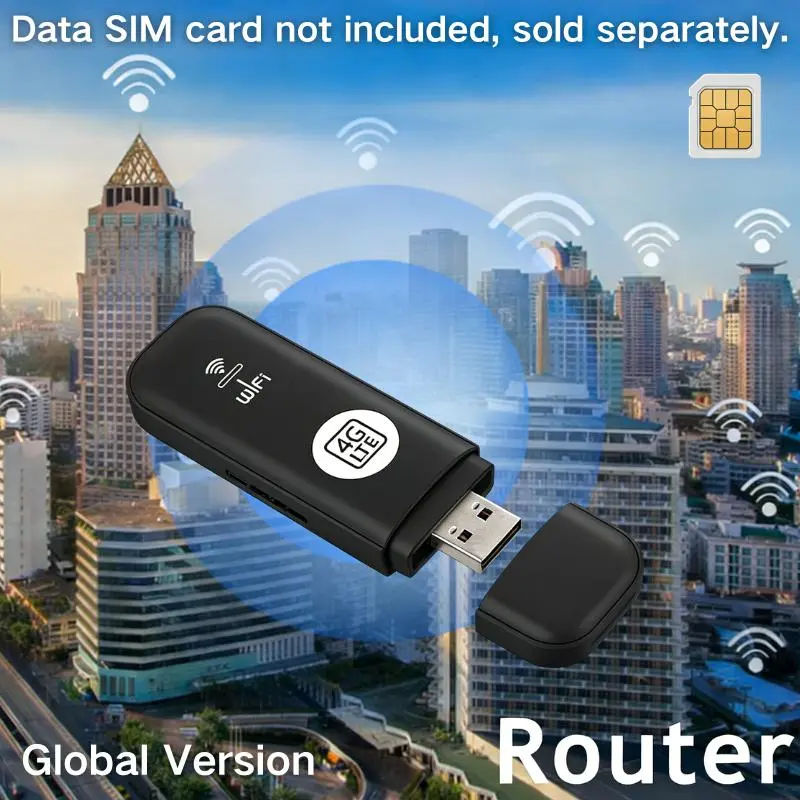 JOYTUTUS 4G LTE Mobile Router Mini Wi-Fi Hotspot Modem, 150Mbps Unlocked Portable Car WiFi Adapter, USB Wireless Dongle for Desktop PC, Notebook (Requires Separate Data-Only SIM Card, Black)