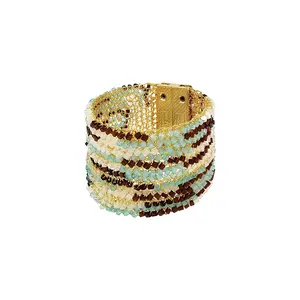 Blue & Gold Buttercup Maxi Handmade Crochet Bracelet