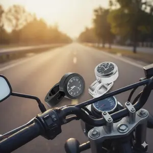 Waterproof Shockproof Motorcycle Clock for ATv bike handlebar Mount Universal Installation Luminous dial Easy Read Time Gauge Modification Accessories Motor Parts Accessories