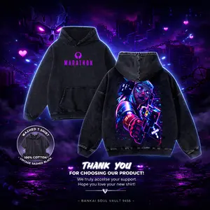 Vandal Marathon Sci-Fi Techwear Streetwear Hoodie T-Shirt Sweatshirt Tank Top | Vintage Black Acid Wash Premium Futuristic Gaming Graphic Urban Fan Gear Apparel