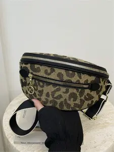 Vintage Leopard Print Chest Bag, Versatile Crossbody Bag for Shopping Outdoors, Stylish and Comfortable Shoulder Bag, Casual Waist Bag, Zipper Fanny Pack, Zipper Bum Bag
