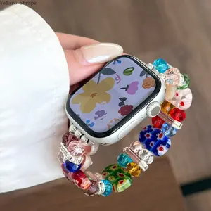 2026 New Colorful Candy Stretch Watch Strap, Handmade Beaded Elastic Bracelet Replacement Band for All Smart Watch Series