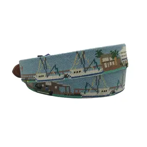 Shem Creek Hand-stitched Needlepoint Belt by Charleston Belt