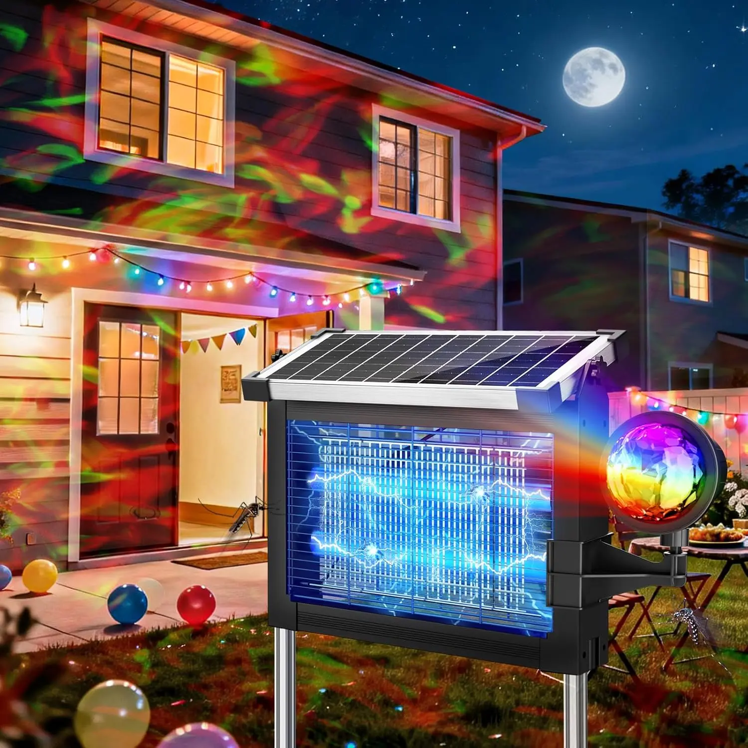 Solar Bug Zapper Outdoor,  Mosquito Zapper , Waterproof Portable Fly Zapper, Rechargeable Electric Mosquito Zapper, Cordless Fly Insect Mosquitos Trap for Patio Yard Home Garden Camping
