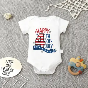 My First 4th Of July-Independence Day Baby Babysuit - Cute Baby Short Sleeve Onesies Romper For Infant, Newborn Humor Clothes for Boys Girls, Soft Casual Outfit, Outdoor 100% Cotton Triangle Jumpsuit