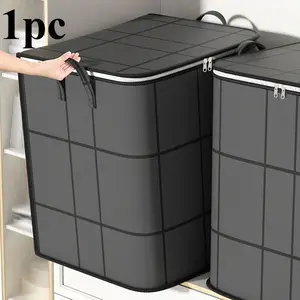 Extra Large 47.55gal Heavy-Duty Folding Storage Bag with Flip-Top Lid & Double Chain Closure - Heavy-Duty Rectangular Organizer with Black Frame for Moving, Travel, Under-Bed Storage - Space-Saving Collapsible Storage Box for Clothes, Beddi
