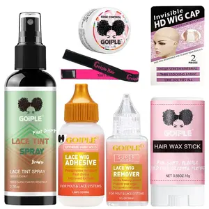 Hair Wig Set, 1 Set Including Wig Glue & Remover & Wax Stick & Hair Cap & Lace Hair Ties, Heatless Styling Tools for Women & Girls