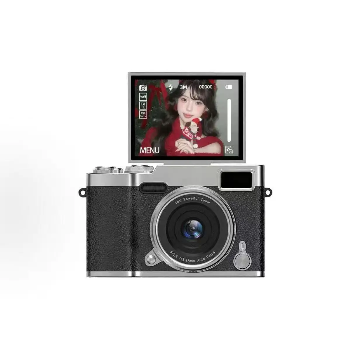 Camera with Flip-Up LCD Screen, 11x Zoom Lens, and Built-in Battery - Perfect for capturing memories