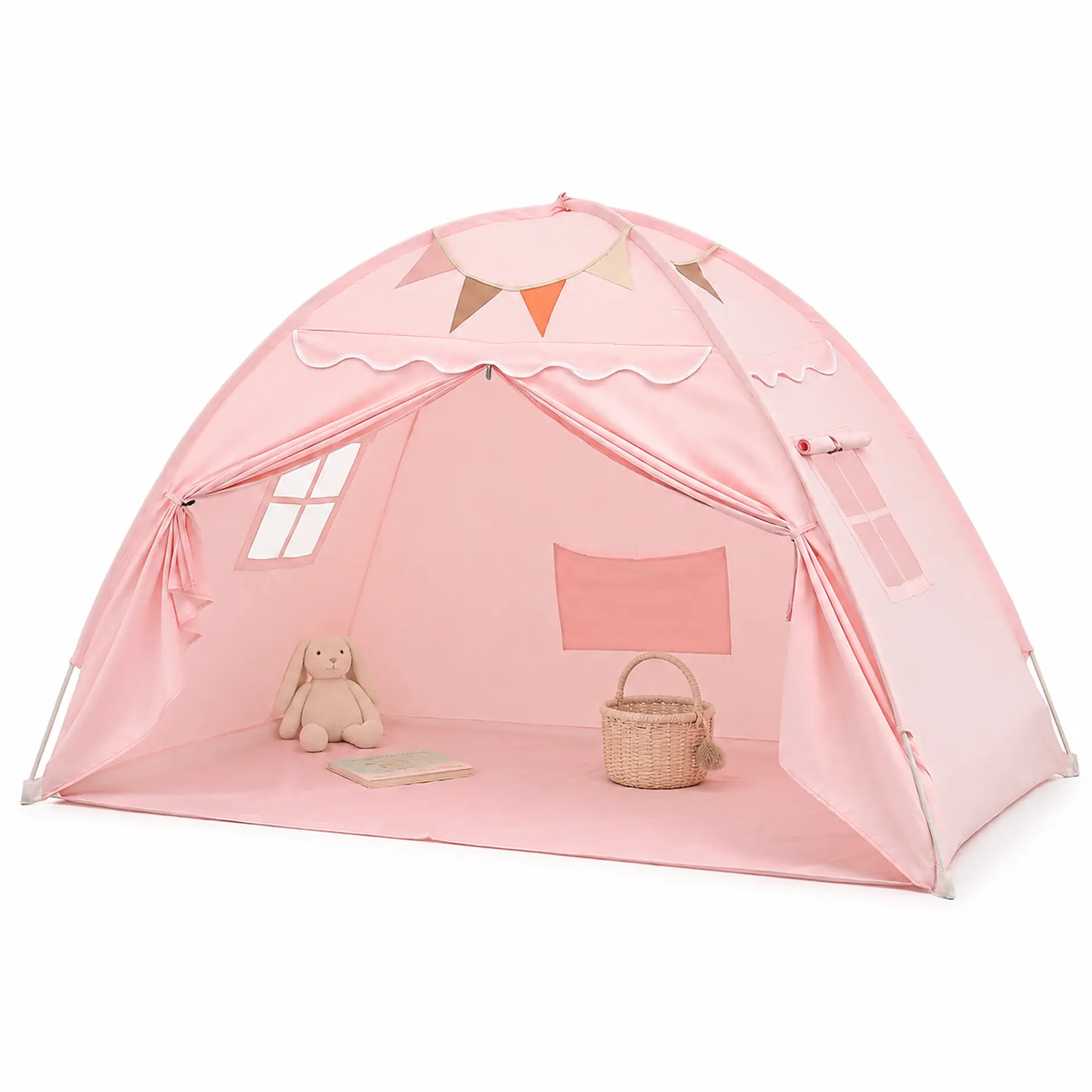 Kids Full Size Bed Canopy Tent - Indoor Under Bunk Privacy Sleeping Space for Girls & Boys, Pink Dream Bedroom Tent, Ideal Gifts.