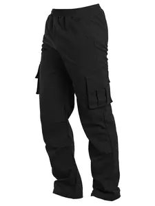 Boy's Solid Multi-pocket Cargo Pants, Casual Comfy Elastic Waist Trousers for Daily Wear, Kids Bottoms for All Seasons, Multiple Pockets Pants