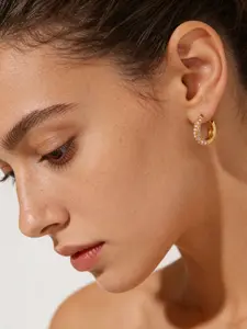 Twisted Pearl Hoop Earrings, Elegant Gold Luxury High-End Jewelry, Minimalist Unique All-match Ear Studs for Women