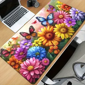 Free ExpressFree ExpressColorful Butterfly And Garden Mouse Pad - Rubber Non-Slip Desk Mat for Office, Laptop & Gaming Setup, Compatible with Keyboards, Desk Mat |   Lively Workspace
