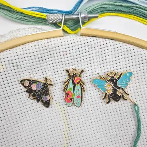 3Pcs Insect Themed Needle Minder Magnetic Pin Holder for Cross Stitch Needlework and Embroidery Accessories, Keep Needles Secure - Bees Butterflies Cicadas