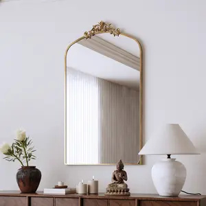 High quality mirror of high quality,Wall Mirror 43x24 Inch Vintage Ornate Arched Floor Mirror Metal Framed Mirror Dressing Mirror, for Entryway, Living Room, Bedroom,  Antique Bronze,for Home Decor Decorative Elegant