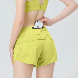 Women's quick-dry running sports shorts, three-quarter length, for fitness, marathon training, anti-exposure, with pockets, yoga pants