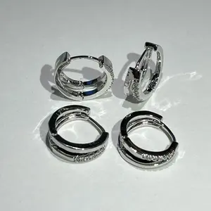 Crystal Curve Hoop Earrings - Elegant Hoop Design with Clear Band for Jewelry Making and Display Sterling Silver