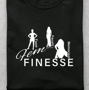 F.E.M Finesse Black T-Shirt with Silhouette Design and "Finesse" Text