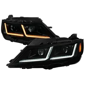 2014-2020 Chevy Impala LED DRL Sequential Project Headlights (Black Housing / Smoked Lens)