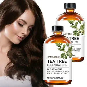 2 pieces of 100ml plant tea tree essential oil, containing coconut oil and tea tree oil, moisturizing hair and body, hair care essential oil, body essential oil, suitable for both men and women, suitable for all hair and skin types, family use