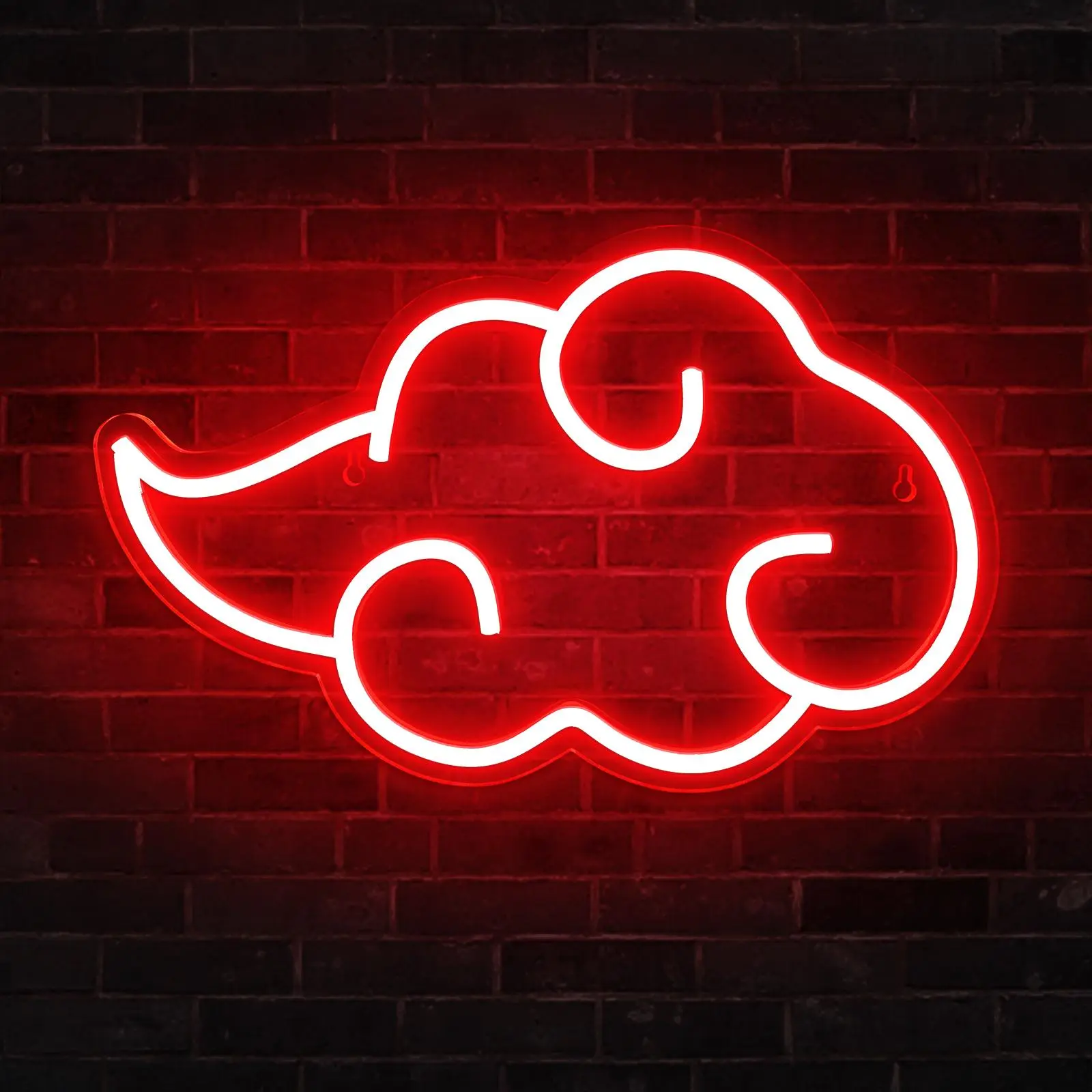 Naruto Cloud Anime Neon, Burning Moon Organization Sign LED Neon, Holiday Gift Game Neon, Easy to Hang and Adjustable Brightness Wall Sign, Men's Room Accessories Bedroom Game Room Men's Cave Party USB Night Neon, (12x7 inch)