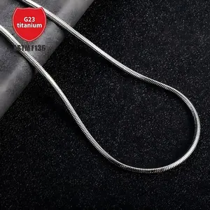 Unisex 2.0mm Square Snake Chain Link Necklace, Titanium Alloy & Tarnish-Proof Silver Stainless Steel Jewelry with Interchangeable Initials, Ideal for Party & Solo Wear, Chain Link Necklaces,summervibes