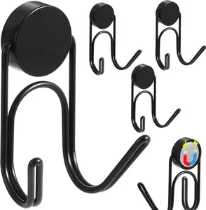 Magnetic Hooks 304 Stainless Steel Hooks Heavy Duty Magnets Hanging Hooks for Refrigerator Grill Toolbox Outdoor,Cruise Essentials Camper Accessories,4pack(Black,1.1in-2 40Lbs) Organiser Round Hangable Hangers Wall