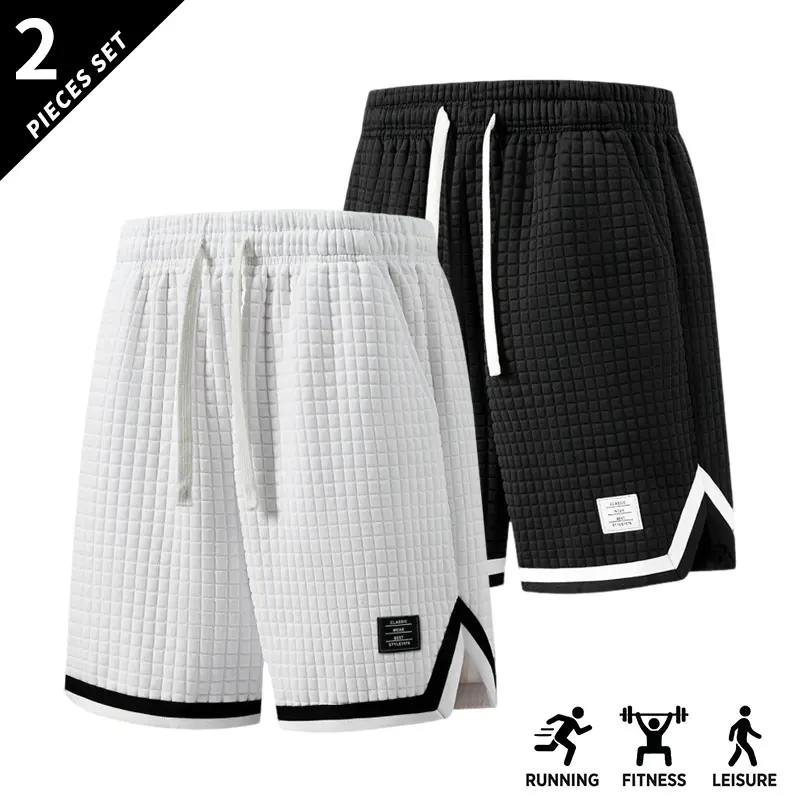 3-pack men’s breathable waffle basketball shorts with an elastic drawstring waist, side pockets, contrast piping, and a split hem—ideal for the gym, running, training, and everyday wear. 3-pack men’s breathable waffle basketball shorts with an elastic drawstring waist, side pockets, contrast piping, and a split hem—ideal for the gym, running, training, and everyday wear.