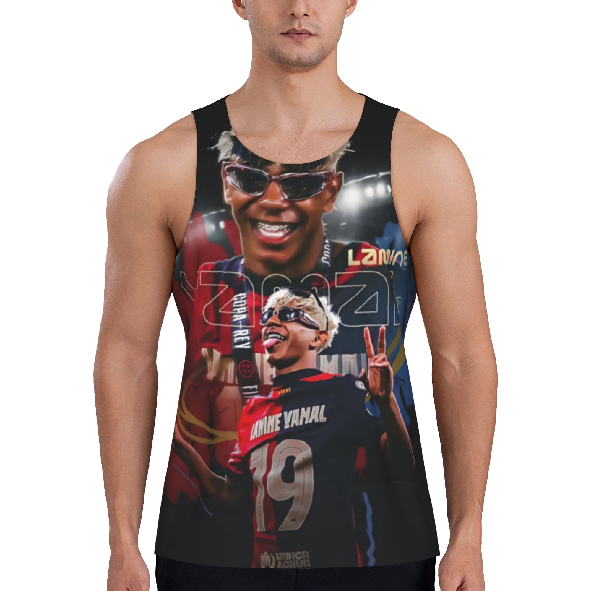 Barcelona Yamal Print Gym Tank | Comfortable, Stretchy & Stylish For Athletes  Barcelona Football Team Lamine Yamal Print Muscle Shirt Summer Vest
