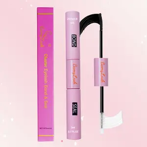 2 in 1 Bond and Seal Cluster Lashes Glue for DIY Individual Eyelash Extensions Super Strong Hold Long Lasting Clusters Lash Adhesive Mascara Wand Eyelashes Glue Eyelash Fixer for Any Lashes Makeup