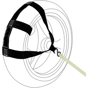 Universal Motorcycle Rear Wheel Tie Down Strap in Black