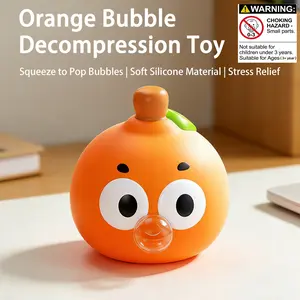 Adorable Orange Bubble Toy, Squeeze to Inflate Bubble Fidget, Interactive Toy for Daily Anxiety Relief, Fun Stress Reliever Gift