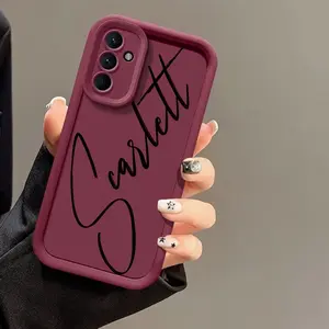 Phone Case - Personalized Brush Calligraphy Phone Case Design Compatible with Samsung Galaxy S25 S24 S23 S22 S21 Ultra Plus S20 FE A56 A55 A54 A53 A52 A35 A34 A15 A14 A13 4G 5G Stylish Solid Color Soft TPU Luxury INS Customized Name Handwrite Case