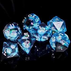 7-Piece D&d Dice Set, Handcrafted Sharp Edges, Multi-Face Dice for Role-Playing Games, Tabletop Games, Suitable for Ages 14+