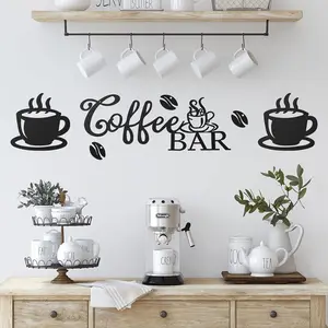 Black Metal Artistic Wall Sign - The Coffee Bar Room Decor - Ideal for Rustic Kitchen, Homes, Offices, and Kitchens Gift Decoration