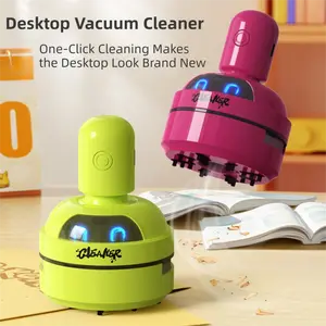 Cute Mini Desktop Vacuum Cleaner - 3-Speed Adjustable Suction, Cordless Portable, USB-C Charged Rechargeable 400mAh Battery, with Brush, Charging Cable, 1-Button Operation for Household & Outdoor Use