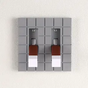 Pixel-Themed Light Switch Decorative Panel Flip Cover with Handle Fun Creative Simple Pixel-Themed Room Decoration Wall Art Gamer Gift Easy Installation Suitable for Game Room Decor Living Room Kids' Room