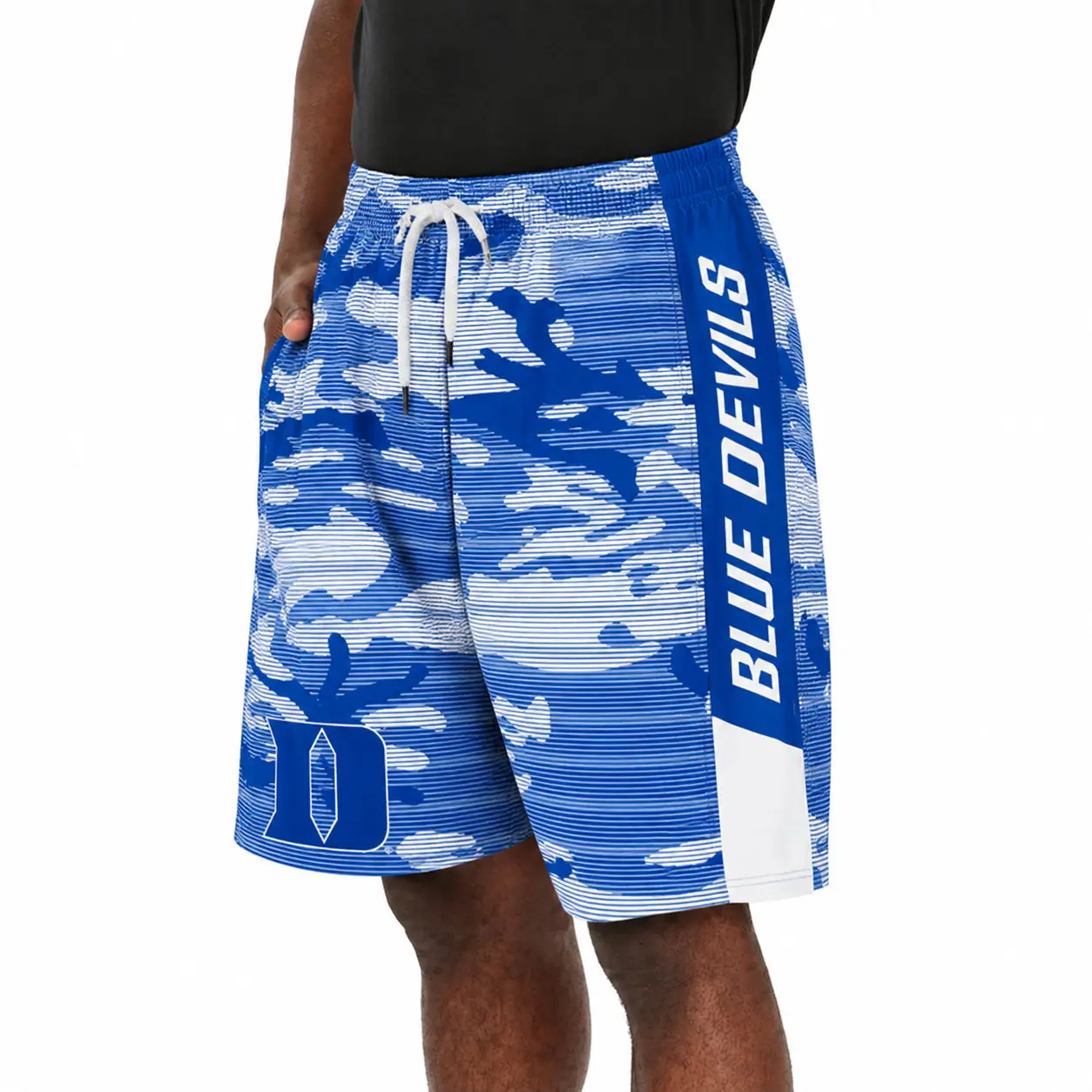 Zubaz NCAA Men's 9inch Primary Camo Line Shorts, Duke Blue Devils
