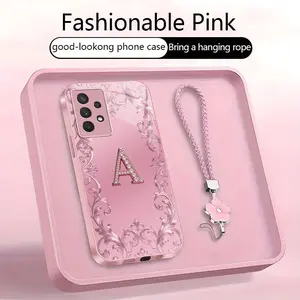 Suitable for [Galaxy A32 5g] high-end women's phone case🥰，free four-leaf clover lanyard included—choose any one of the 26 letters. Drop-resistant and fingerprint-proof. YM99