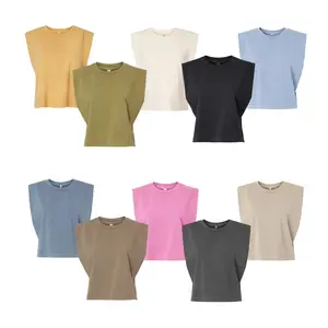 American Apparel Women's Garment-Dyed Muscle T-Shirts - Multi Pack Heavyweight Cotton Sleeveless Undershirts - Relaxed Fit Crew Neck Tank Tops, 6 Assorted Color Tees.compression shirts