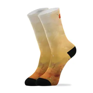 Men's Thanksgiving Pumpkins and Fall Leaves02 Thick and Soft Running Socks - Durable Fabric, Lightweight and Breathable