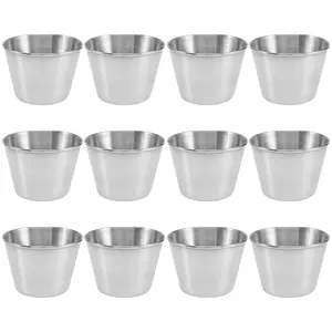 12 Pack Stainless Steel Condiment Sauce Cups,Commercial Grade Dipping Sauce Cups,Ramekin Condiment Cups Portion Cups