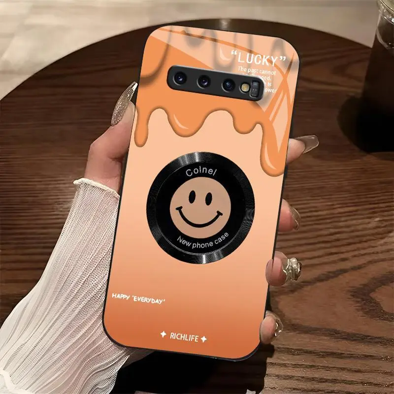 MagSafe Casing for Galaxy S10 4G, Cute Smile Glitter Gradient Smartphone Cover with Lens Protection, Aesthetic Cellphone Accessory