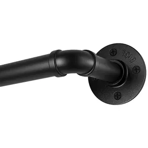 1 Inch Heavy Duty Adjustable Curtain Rods for Windows, Industrial Wrap Around Room Divider Decorative Curtain Rods Wall Mount & Ceiling Mount for Indoor & Outdoor, 72 to 144 inch, Black