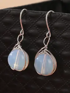 Minimalist Temperament Moonstone Decor Dangle Earrings, Fashionable Jewelry for Women, Trendy All-match & Exquisite Jewelry for Birthday Gift