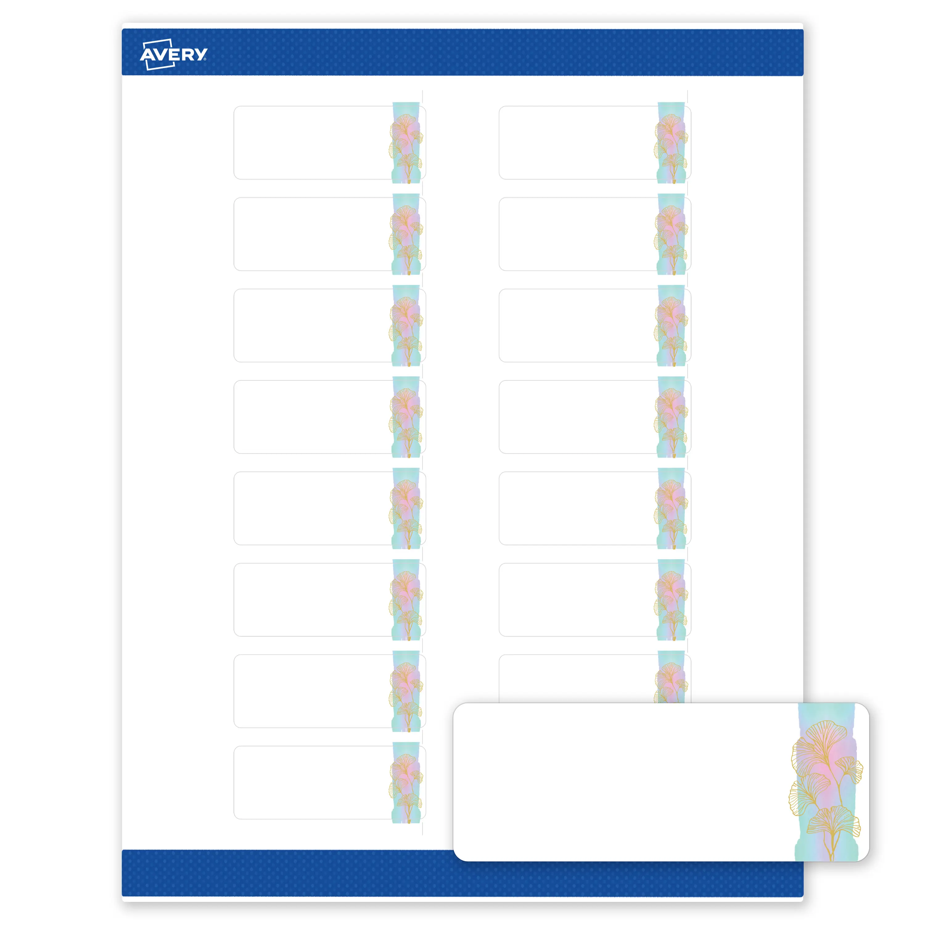 Avery Printable Rectangle Address Labels with Sure Feed Technology, Pre-Printed Floral Design, Matte White, 1" x 2-5/8", Laser & Inkjet Compatible, 160 Total, Great for Branding, Marketing, and Events