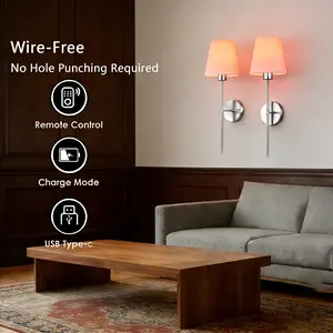 Modern LED Charging Wall Lamp, Wiring-Free, 2x 2000mAh Battery Powered, Three Mounting Options, Detachable Design, Remote Control, RGB Rechargeable Bulb For Bedrooms, Living Rooms, Parties, Restaurant Settings.