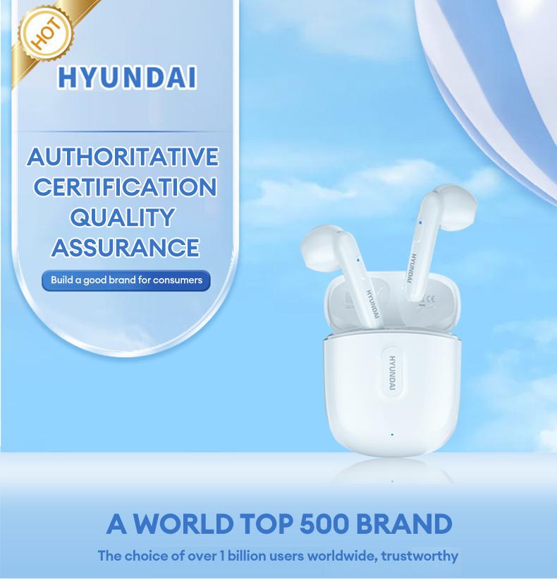 HYUNDAI T17 In-Ear Wireless Headphones with Bluetooth 5.3, Anti-Leakage Shell, Low Latency, Lightweight & Comfortable Fit, Wireless Earbuds for Music & Calls, Compatible with Android & iOS