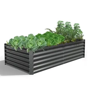 A ANLEOLIFE 6X3X1.5 ft Rectangular Galvanized Raised Garden Beds Outdoor for Planting Vegetables Flowers Herbs